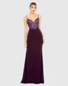 Mac Duggal Sweet Heart Mesh Embellished Gown In Amethyst