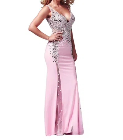 Mac Duggal Dazzling Full-length Gown In Pink/silver In Multi