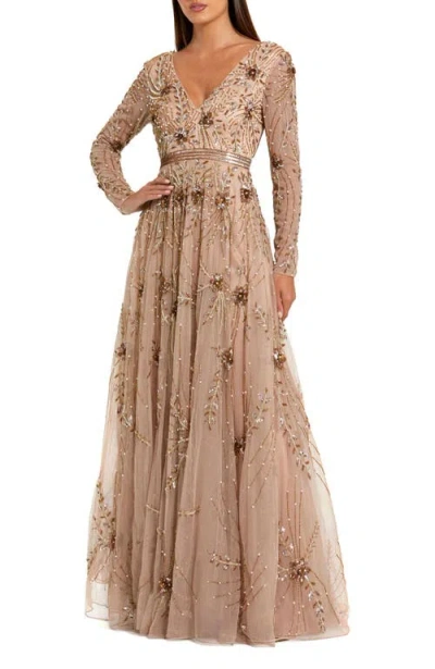 Mac Duggal Deep V Embellished Low Back Gown
