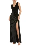 Mac Duggal Ruched Jersey Gown In Black
