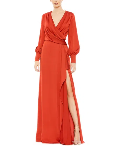 MAC DUGGAL MAC DUGGAL DRAPED BISHOP SLEEVE CHARMEUSE GOWN