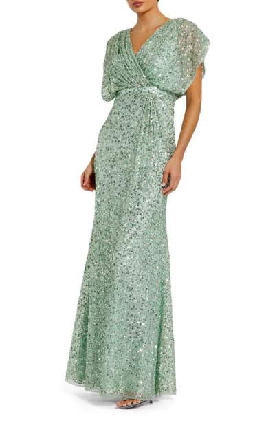 MAC DUGGAL MAC DUGGAL DRAPED SLEEVE V NECK GOWN