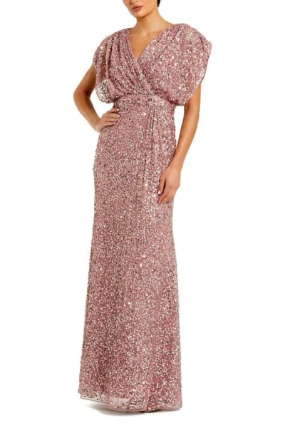 MAC DUGGAL MAC DUGGAL DRAPED SLEEVE V NECK GOWN