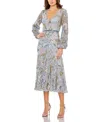 Mac Duggal Elegant Long Cuff Sleeve Embellished Midi Dress In Multi