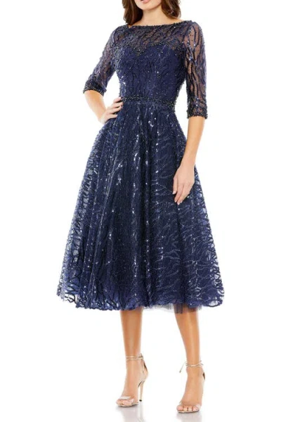 MAC DUGGAL MAC DUGGAL EMBELLISHED 1/2 SLEEVE A LINE DRESS