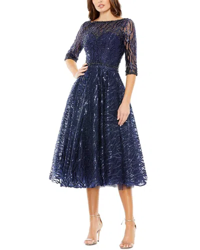 Mac Duggal Embellished A-line Dress In Navy