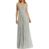 Mac Duggal Embellished A-line Gown With Striped Details Dress