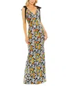 Mac Duggal Embellished Bow Strap Gown In Multi