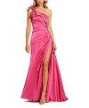 MAC DUGGAL EMBELLISHED BOW SATIN ONE SHOULDER GOWN