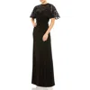 Mac Duggal Embellished Butterfly Sleeve Gown In Black