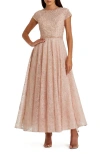 Mac Duggal Embellished Cap Sleeve A Line Dress In Blush