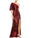 Mac Duggal Embellished Cap Sleeve Cowl Neck Trumpet Gown In Red
