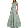 Mac Duggal Embellished Cap Sleeve High Neck Ballgown