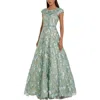 Mac Duggal Embellished Cap Sleeve High Neck Ballgown
