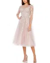 Mac Duggal Sheer Neckline Illusion Sleeve Dress In Lilac