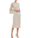 Mac Duggal Tiered Ruffle-sleeve Sequin Midi Dress