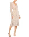 Mac Duggal Sequin Gown With Embellished Hemlin And Belt