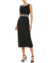 Mac Duggal Sequin High-neck Column Midi Dress In Black