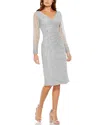 Mac Duggal Womens Embroidered Mesh Cocktail And Party Dress In Grey