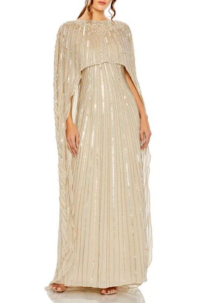 MAC DUGGAL MAC DUGGAL EMBELLISHED BEADED COLUMN CAPE GOWN