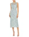 Mac Duggal Embellished Sleeveless Midi Sheath Cocktail Dress In Blue