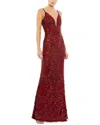 Mac Duggal Embellished Sleeveless Evening Gown In Red