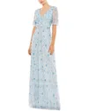 Mac Duggal Embellished Empire Ruffle Hem A-line Gown In Blue