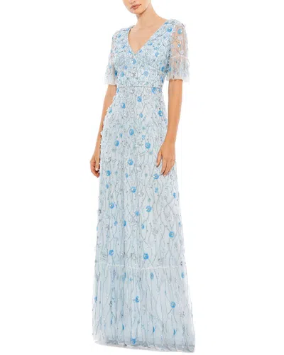 Mac Duggal Embellished Empire Ruffle Hem A-line Gown In Blue
