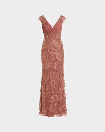 Mac Duggal Embellished Floral Column Gown In Pink