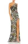 Mac Duggal Floral Sequin-embroidered One-shoulder Gown In Multi