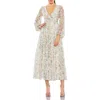Mac Duggal Cocktail Floral Midi-dress In White Multi