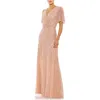 Mac Duggal Embellished Flutter Sleeve Gown In Pink