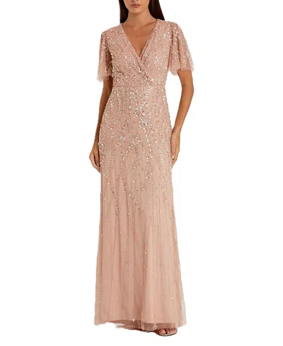 Mac Duggal Womens Embellished Formal Evening Dress In Nude