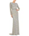 Mac Duggal Long Sleeve Embellished Gown
