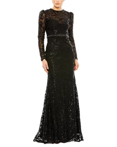 MAC DUGGAL MAC DUGGAL EMBELLISHED HIGH NECK LONG SLEEVE GOWN