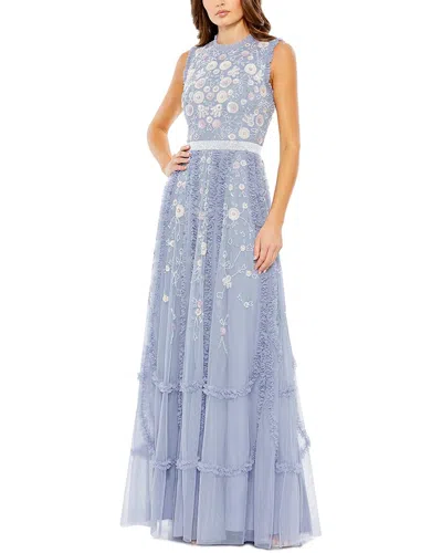 MAC DUGGAL EMBELLISHED HIGH NECK RUFFLED GOWN