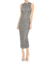 Mac Duggal Embellished High Neck Sleeveless Column Gown In Charcoal