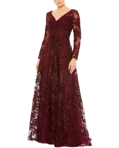MAC DUGGAL EMBELLISHED ILLUSION A-LINE GOWN