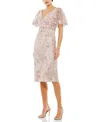 Mac Duggal Embellished Illusion Butterfly Sleeve Cocktail Dress In Pink