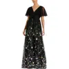 Mac Duggal Sequin Embroidery Tulle A-line Gown In Black Multi