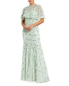 Mac Duggal Embellished Illusion Cape Sleeve Trumpet Gown