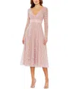 Mac Duggal Embellished Illusion Long Sleeve Dress In Pink