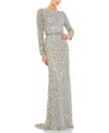 Mac Duggal Embellished Long Sleeve High Neck Gown In Multi