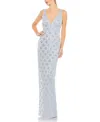 Mac Duggal Floral Embellished Column Gown In Powder Blue