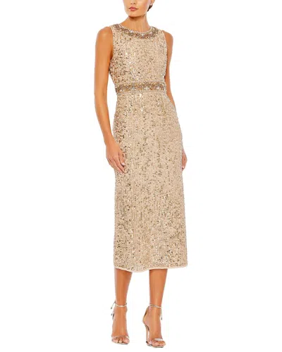 Mac Duggal Embellished Midi Dress In Gold