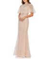 Mac Duggal Embellished Neck Butterfly Sleeve Trumpet Gown In Blush