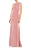 Mac Duggal Embellished Neck Trumpet Gown In Rose Pink