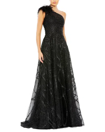 Mac Duggal Embellished One Shoulder A Line Gown In Black