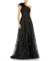 MAC DUGGAL EMBELLISHED ONE SHOULDER A LINE GOWN