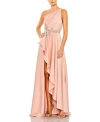 Mac Duggal Embellished One Shoulder Asymmetrical Gown In Rose